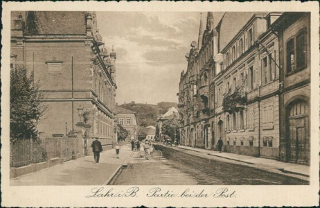 Alte Ansichtskarte Lahr/Schwarzwald, Partie bei der Post