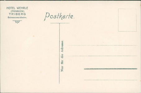Adressseite der Ansichtskarte Triberg im Schwarzwald, Park des Hotel Wehrle mit Sporthalle-Autohalle