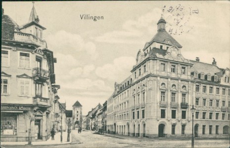 Alte Ansichtskarte Villingen-Schwenningen, Strassenpartie