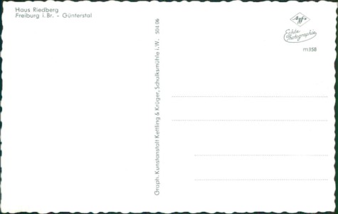Adressseite der Ansichtskarte Freiburg im Breisgau, Haus Riedberg, Günterstal