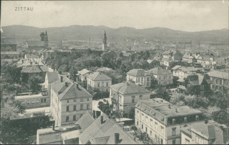 Alte Ansichtskarte Zittau, Teilansicht