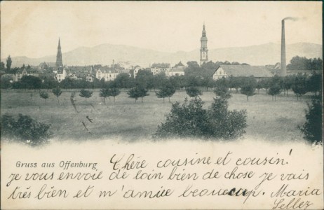 Alte Ansichtskarte Offenburg, Teilansicht