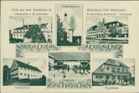 Alte Ansichtskarte Fischach, Gruß aus dem Josefsheim in Reitenbuch Post Mödishofen