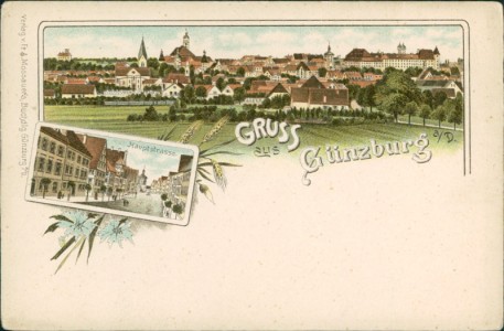 Alte Ansichtskarte Günzburg, Gesamtansicht, Hauptstrasse