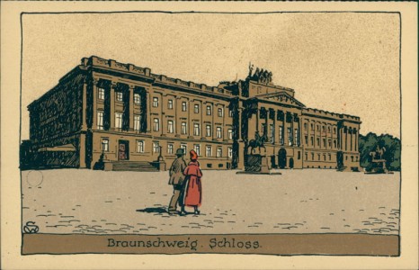 Alte Ansichtskarte Braunschweig, Schloss, Steindruck
