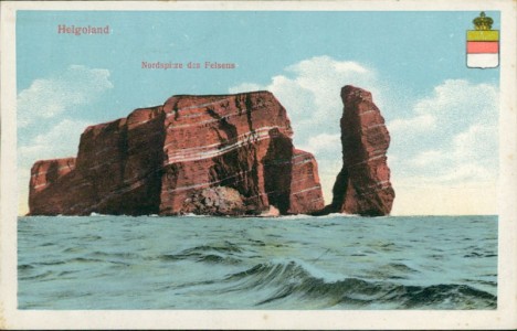 Alte Ansichtskarte Helgoland, Nordspitze des Felsens, Wappen