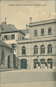 Alte Ansichtskarte Schaffhausen, Hospiz-Hotel Kronenhalle (Papierabschürfung am rechten Rand oben)