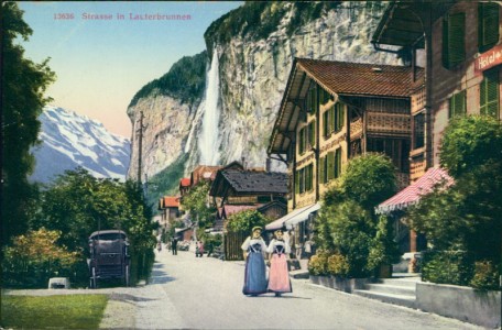 Alte Ansichtskarte Lauterbrunnen, Strasse