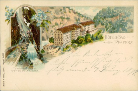 Alte Ansichtskarte Bad Pfäfers, Hotel & Bad (Einriss am unteren Rand links)
