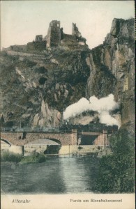 Alte Ansichtskarte Altenahr, Partie am Eisenbahntunnel, Lok, Dampflok