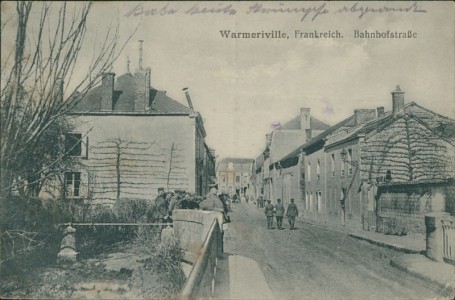 Alte Ansichtskarte Warmeriville, Bahnhofstraße / rue de la gare