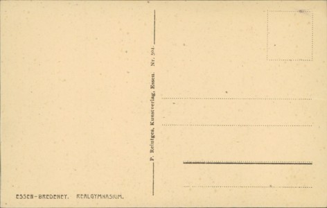 Adressseite der Ansichtskarte Essen-Bredeney, Realgymnasium