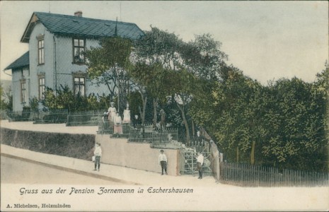 Alte Ansichtskarte Eschershausen, Pension Zornemann