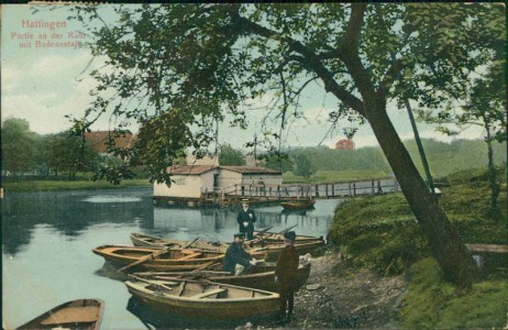 Alte Ansichtskarte Hattingen, Partie an der Ruhr mit Badeanstalt