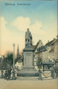 Alte Ansichtskarte Offenburg, Drake-Denkmal