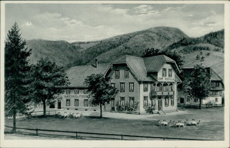 Alte Ansichtskarte Bernau im Schwarzwald, Gasthaus und Pension "Zum Rössle", Inh. A. Mäule