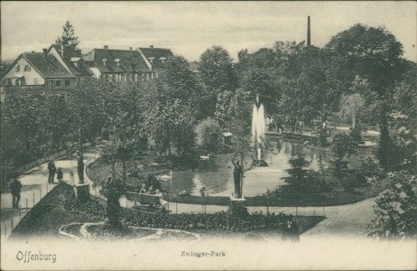 Alte Ansichtskarte Offenburg, Zwinger-Park (BAHNPOST)
