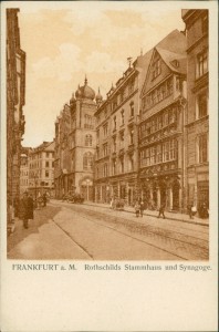 Alte Ansichtskarte Frankfurt am Main, Rothschilds Stammhaus und Synagoge