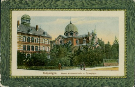 Alte Ansichtskarte Göppingen, Neue Knabenschule u. Synagoge