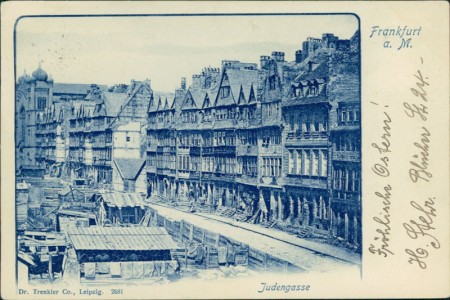 Alte Ansichtskarte Frankfurt am Main, Judengasse mit Synagoge