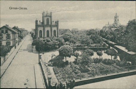 Alte Ansichtskarte Groß-Gerau, Teilansicht mit Synagoge