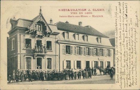 Alte Ansichtskarte Markirch / Sainte-Marie-aux-Mines, Restaurant J. Glohr, vins en gros