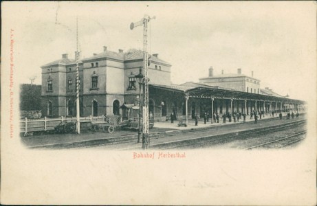 Alte Ansichtskarte Herbesthal (Lontzen), Bahnhof, Gleisseite