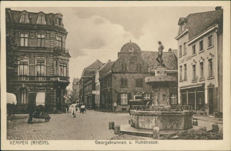 Alte Ansichtskarte Kempen, Georgsbrunnen u. Kuhstrasse