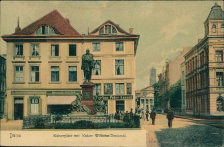 Alte Ansichtskarte Düren, Kaiserplatz mit Kaiser Wilhelm-Denkmal