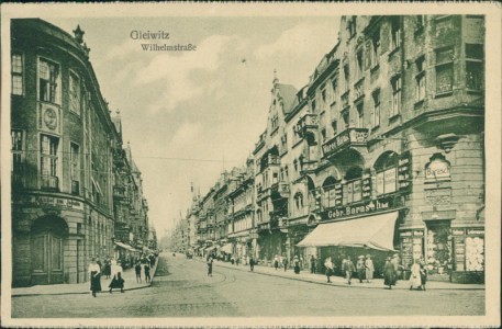 Alte Ansichtskarte Gleiwitz / Gliwice, Wilhelmstraße (aus Leporello)