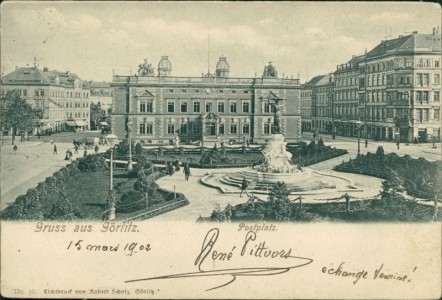 Alte Ansichtskarte Görlitz, Postplatz
