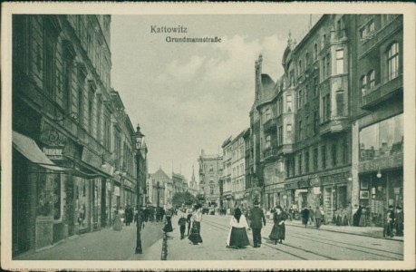 Alte Ansichtskarte Kattowitz / Katowice, Grundmannstraße (aus Leporello)