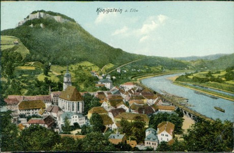 Alte Ansichtskarte Königstein a. Elbe, Gesamtansicht (aus Leporello)