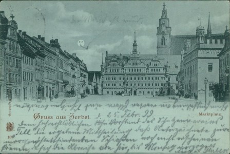 Alte Ansichtskarte Zerbst/Anhalt, Marktplatz im Mondschein