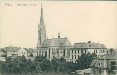 Alte Ansichtskarte Zittau, Katholische Kirche