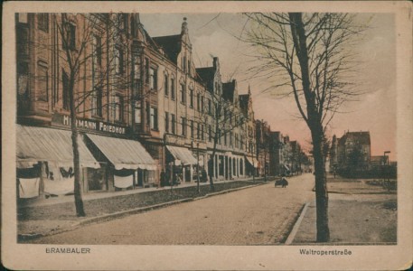 Alte Ansichtskarte Lünen-Brambauer, Waltroperstraße (ECKEN RUND)