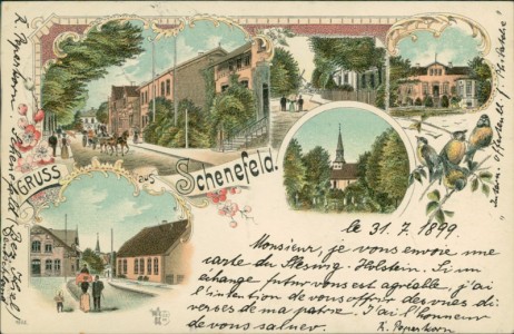Alte Ansichtskarte Schenefeld, Gruss aus Litho