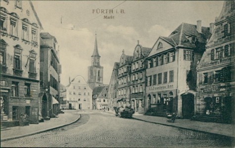 Alte Ansichtskarte Fürth, Markt