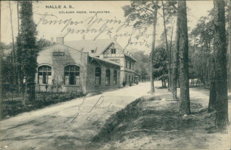 Alte Ansichtskarte Halle (Saale), Dölauer Haide, Waldkater