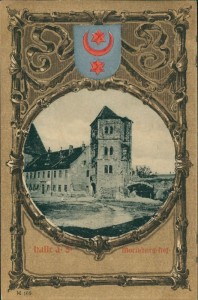 Alte Ansichtskarte Halle (Saale), Moritzburg-Hof, Wappen