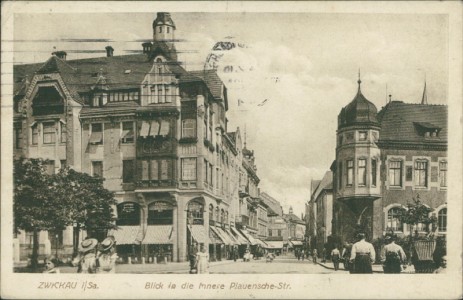 Alte Ansichtskarte Zwickau, Blick in die Innere Plauensche-Str.