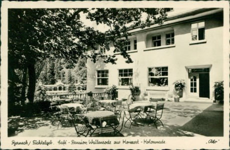 Alte Ansichtskarte Bad Berneck i.Fichtelgebirge, Café-Pension Wallenrode zur Konzert-Kolonnade
