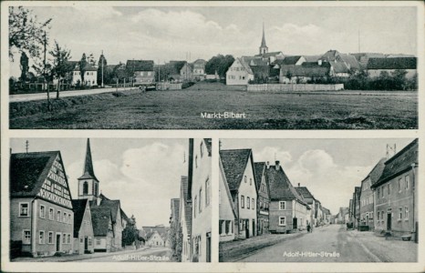 Alte Ansichtskarte Markt Bibart (Scheinfeld), Gesamtansicht, Adolf-Hitler-Straße