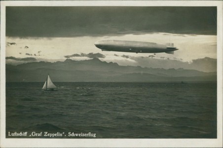 Alte Ansichtskarte Luftschiff Graf Zeppelin, Schweizerflug, 