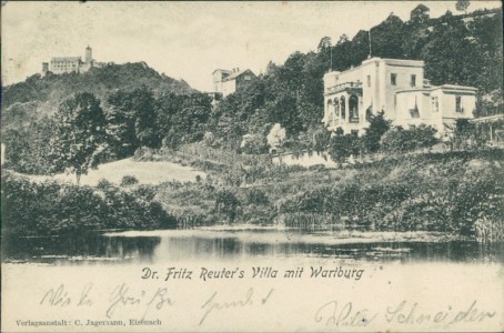Alte Ansichtskarte Eisenach, Dr. Fritz Reuter's Villa mit Wartburg