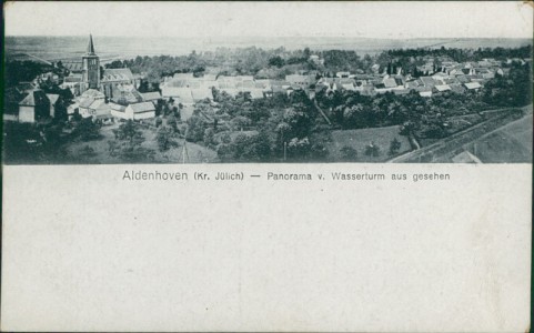 Alte Ansichtskarte Aldenhoven, Panorama v. Wasserturm aus gesehen (kleineres Format, ca. 13,5 x 8,2 cm)