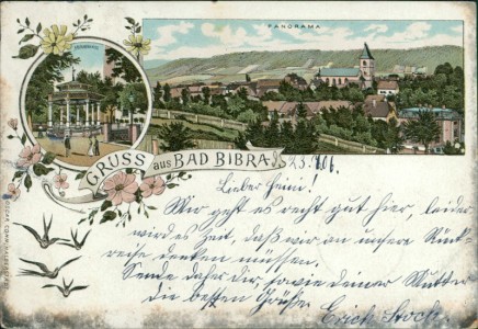 Alte Ansichtskarte Bad Bibra (An der Finne), Brunnenhalle, Panorama