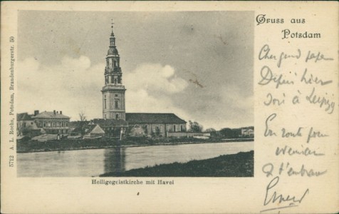 Alte Ansichtskarte Potsdam, Heiligegeistkirche mit Havel