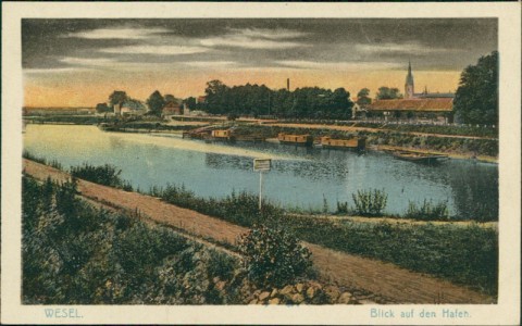 Alte Ansichtskarte Wesel, Blick auf den Hafen