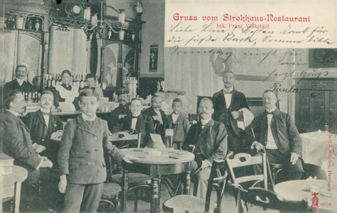 Alte Ansichtskarte Hamburg (ohne Ortseindruck), Strohhaus-Restaurant Inh. Franz Volkstädt